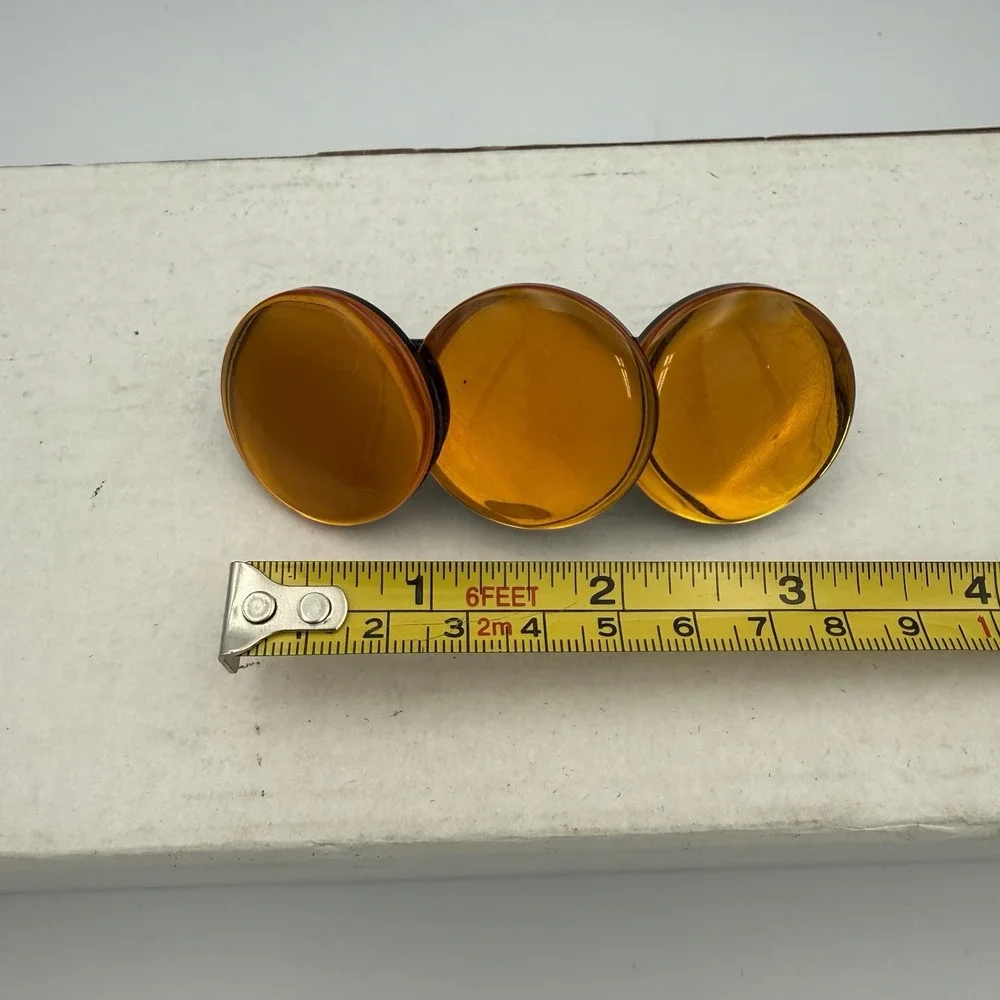 Vintage Amber Plastic Gold-Tone Hair Clip Barrette 3.5